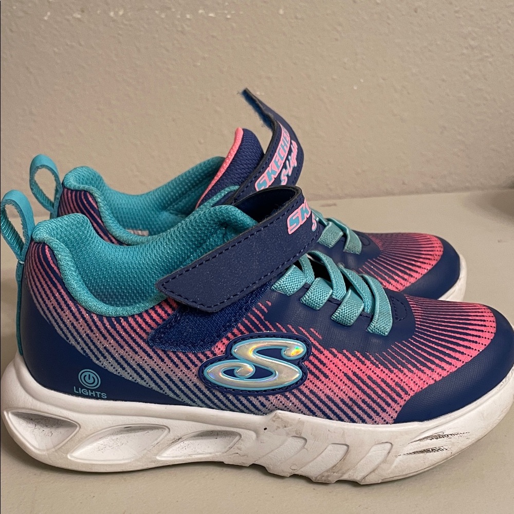 Skechers Kids' Sneakers - Navy and Pink with Lights